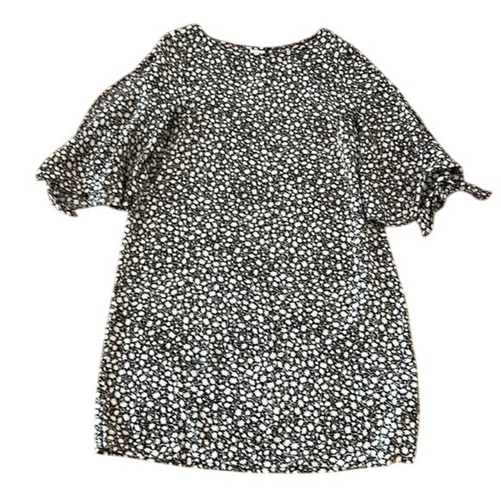 H & M Dress womens‎ size 8 flower print slit sleeves brown white yellow